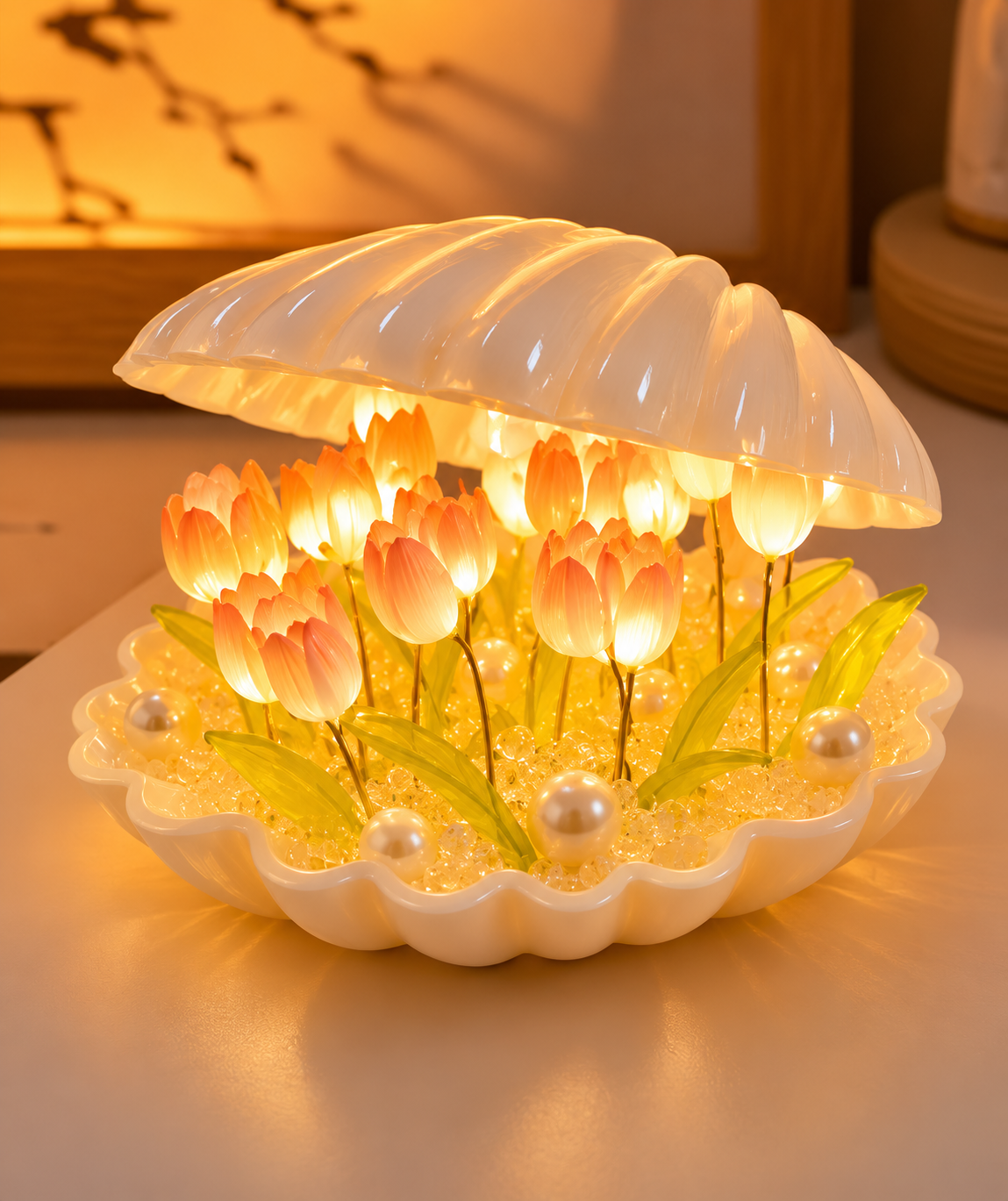 Lámpara Tulipán y Concha | Luz LED Nocturna Ambiental