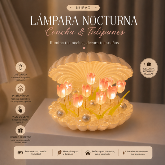 Lámpara Nocturna Concha & Tulipanes